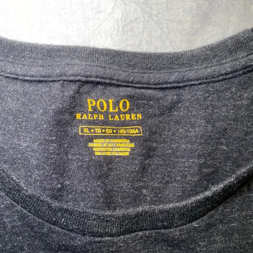 Polo‎ Ralph Lauren Mens XL Charcoal Gray Heather Crewneck Short Sleeve T-Shirt